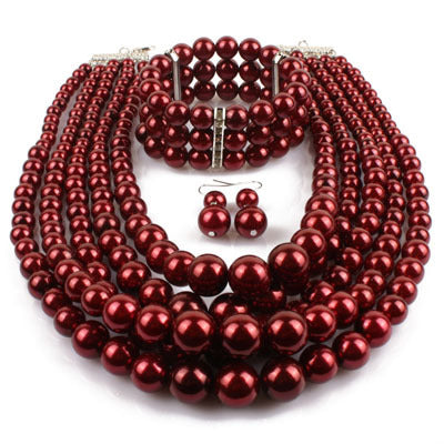 Jewelry WholesaleWholesale ABS Plastic Pearl Beaded Necklace Set JDC-NE-TC279 Necklaces 腾层 %variant_option1% %variant_option2% %variant_option3%  Factory Price JoyasDeChina Joyas De China