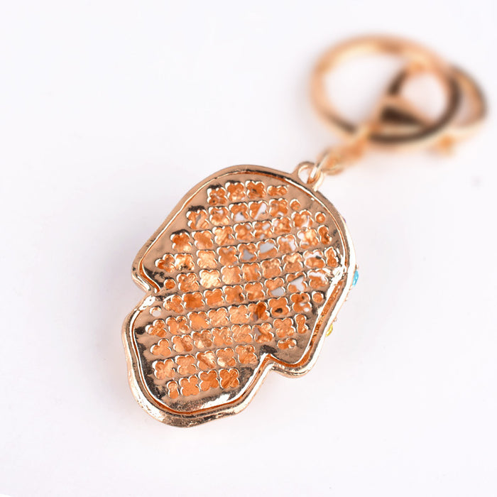 Wholesale creative diamond skull metal keychain MOQ≥2 JDC-KC-CH038