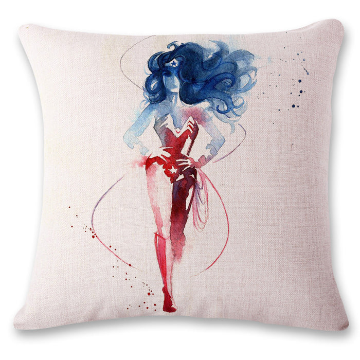 Wholesale Watercolor Superhero Linen Pillow Sofa Cushion JDC-PW-Huashui003