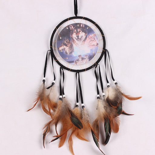 Jewelry WholesaleWholesale Indian Feather ABS Circle Wolf Totem Oil Painting Dreamcatcher MOQ≥2 JDC-DC-MengS017 Dreamcatcher 萌颂 %variant_option1% %variant_option2% %variant_option3%  Factory Price JoyasDeChina Joyas De China