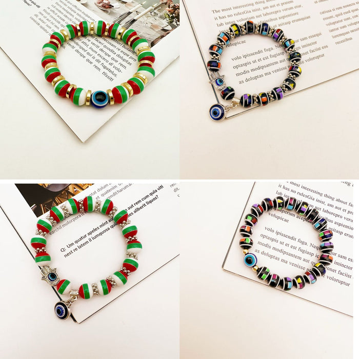 Wholesale Christmas Colorful Blue Eyes Stretch Bracelet MOQ≥2  JDC-BT-QingH003