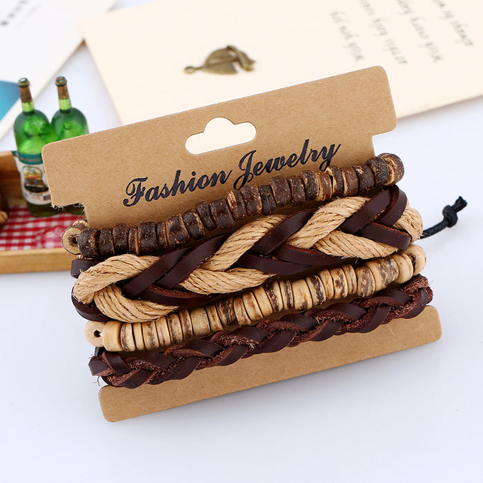 Wholesale first layer cowhide braided bracelet vintage handmade JDC-BT-PK019