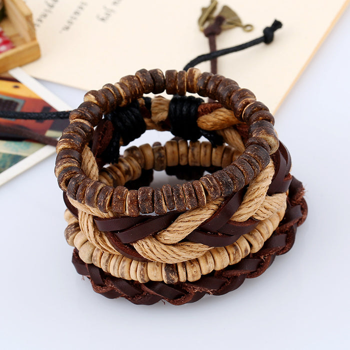 Wholesale first layer cowhide braided bracelet vintage handmade JDC-BT-PK019