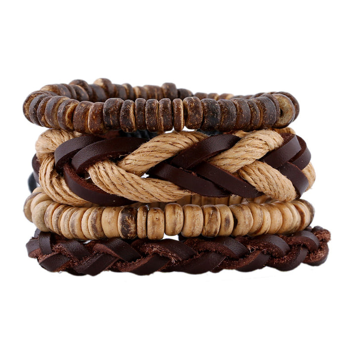 Wholesale first layer cowhide braided bracelet vintage handmade JDC-BT-PK019