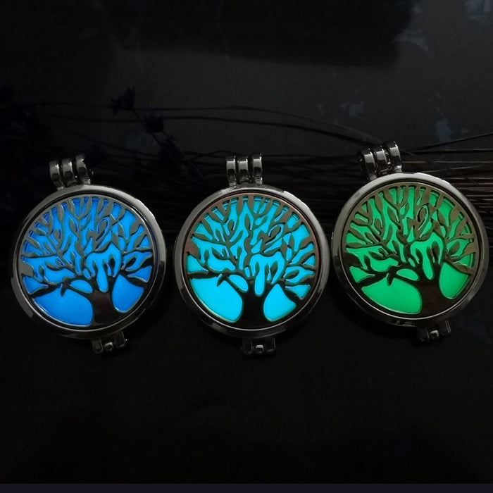 Jewelry WholesaleWholesale double-sided Life Tree fragrance dispenser luminous necklace JDC-NE-DB003 Necklaces 逗贝 %variant_option1% %variant_option2% %variant_option3%  Factory Price JoyasDeChina Joyas De China