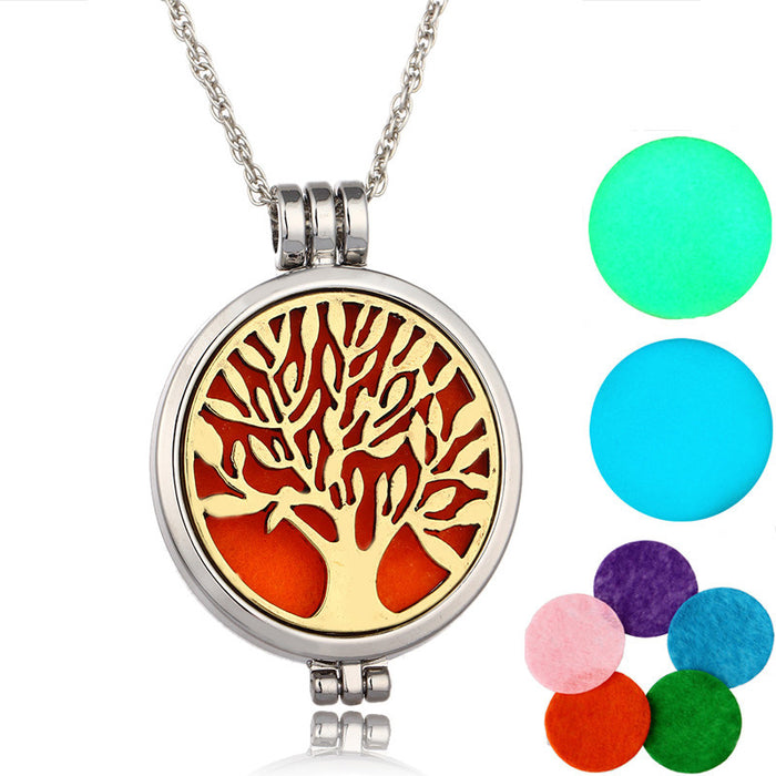 Jewelry WholesaleWholesale double-sided Life Tree fragrance dispenser luminous necklace JDC-NE-DB003 Necklaces 逗贝 %variant_option1% %variant_option2% %variant_option3%  Factory Price JoyasDeChina Joyas De China