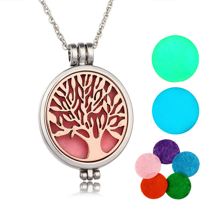 Jewelry WholesaleWholesale double-sided Life Tree fragrance dispenser luminous necklace JDC-NE-DB003 Necklaces 逗贝 %variant_option1% %variant_option2% %variant_option3%  Factory Price JoyasDeChina Joyas De China