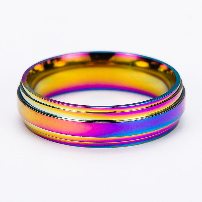 Wholesale Rings Stainless Steel Colorful Glare Rainbow MOQ≥2 JDC-RS-HuH003