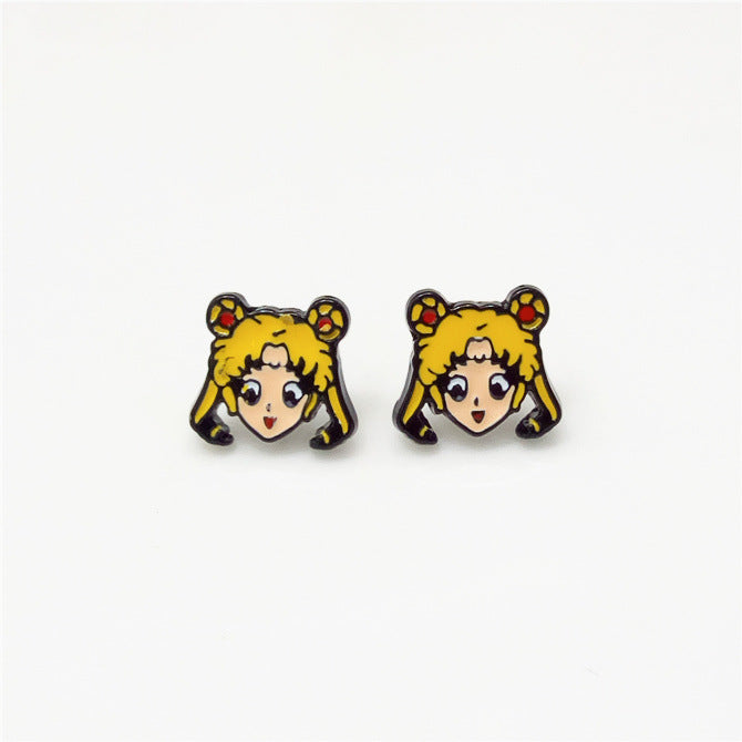 Jewelry WholesaleWholesale Paint Alloy Anime Earrings MOQ≥2 JDC-ES-MKe003 Earrings 萌客 %variant_option1% %variant_option2% %variant_option3%  Factory Price JoyasDeChina Joyas De China