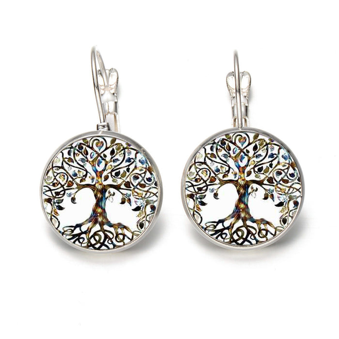 Wholesale DIY Tree of Life Time Gemstone Earrings JDC-ES-Songx022