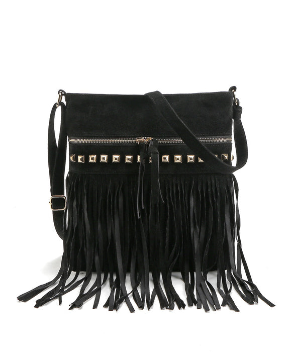 Wholesale Shoulder Bag Velvet Rivet Tassel Bag Diagonal Cross JDC-SD-Shunl002