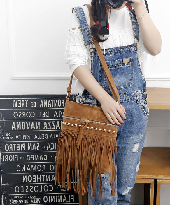 Wholesale Shoulder Bag Velvet Rivet Tassel Bag Diagonal Cross JDC-SD-Shunl002