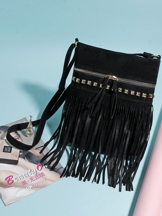 Wholesale Shoulder Bag Velvet Rivet Tassel Bag Diagonal Cross JDC-SD-Shunl002