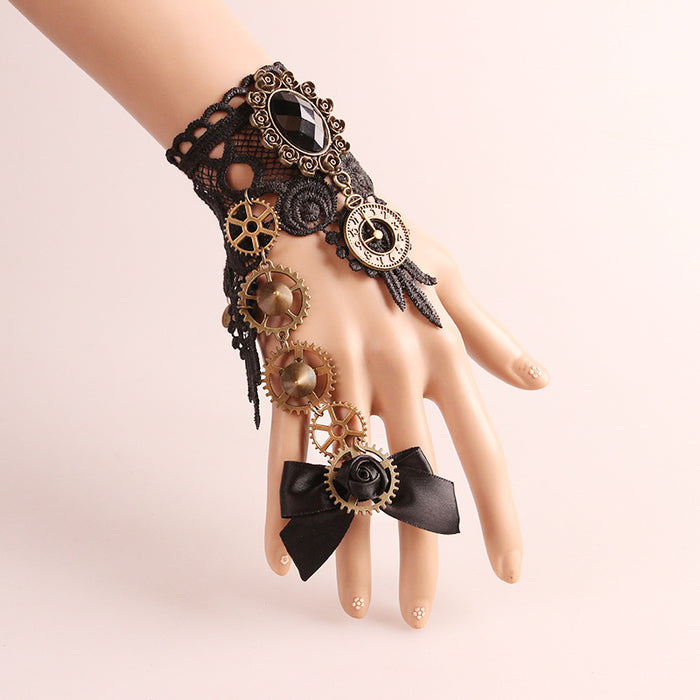 Jewelry WholesaleWholesale Zinc Alloy Gears Polyester Lace Bracelet Ring MOQ≥2 JDC-RS-FengY001 Rings 丰翼 %variant_option1% %variant_option2% %variant_option3%  Factory Price JoyasDeChina Joyas De China