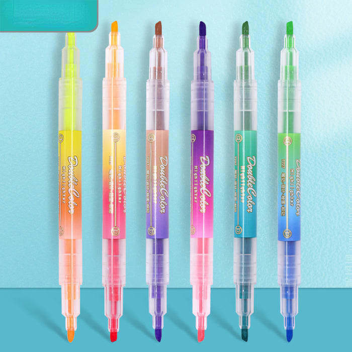 Wholesale Plastic Double Headed Highlighter Color Pen 6pcs/set JDC-BP-Ruix005