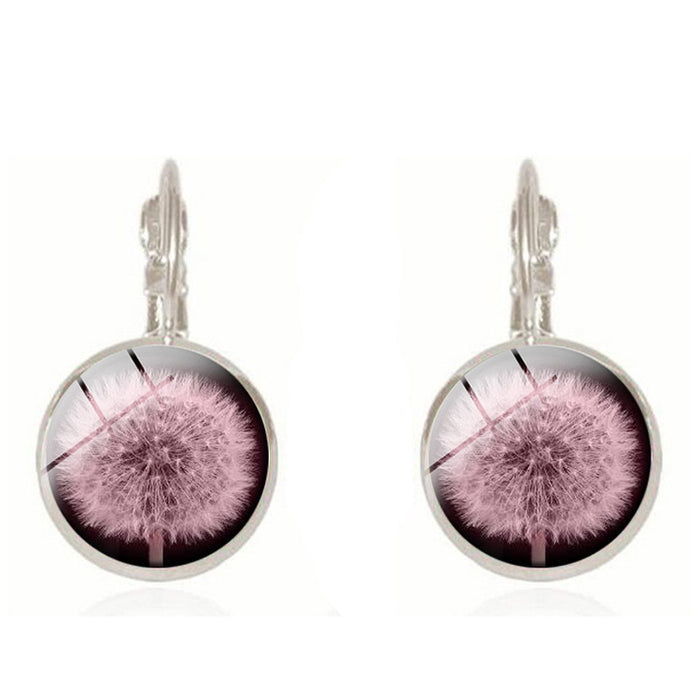 Wholesale 18mm Time Stone Fashion Dandelion Earrings MOQ≥2 JDC-ES-Fangt010