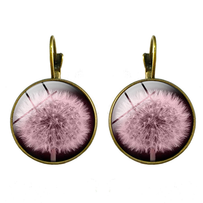 Wholesale 18mm Time Stone Fashion Dandelion Earrings MOQ≥2 JDC-ES-Fangt010