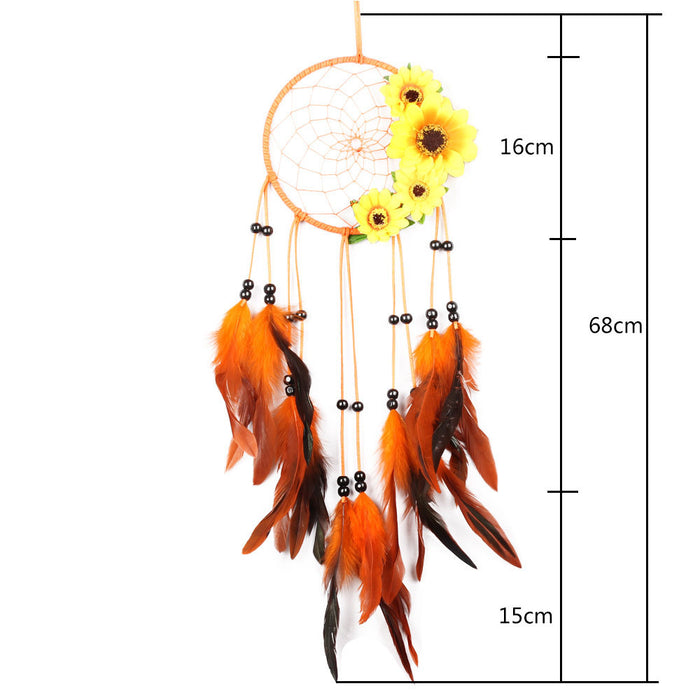 Wholesale Pastoral Dreamcatcher Sun Flower Orange Interior Decoration JDC-DC-MengS028