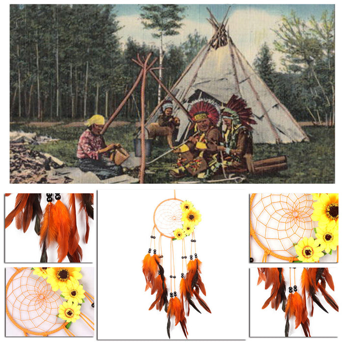 Wholesale Pastoral Dreamcatcher Sun Flower Orange Interior Decoration JDC-DC-MengS028