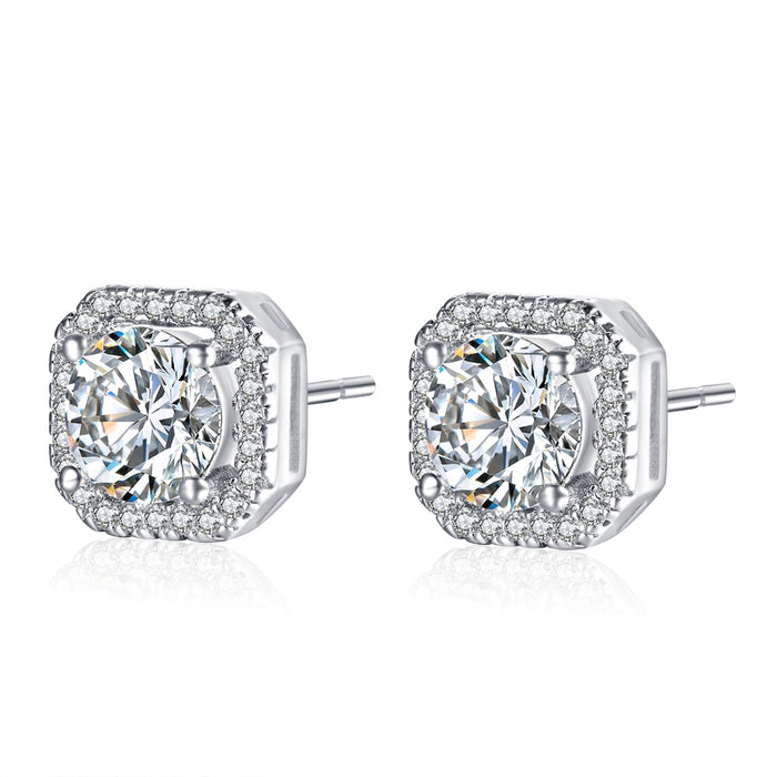 Jewelry WholesaleWholesale shiny zircon square diamond stud earrings JDC-ES-Mimeng040 Earrings 米萌 %variant_option1% %variant_option2% %variant_option3%  Factory Price JoyasDeChina Joyas De China