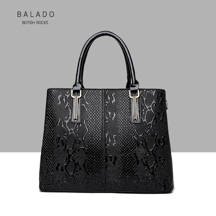 Wholesale handbag PU patent leather snake pattern JDC-HB-Baladu003