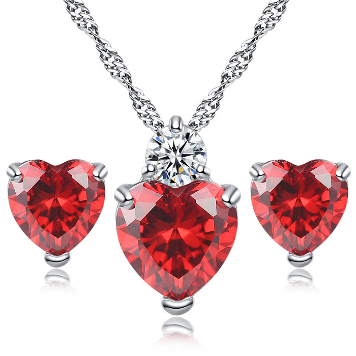 Jewelry WholesaleWholesale garnet red zircon Crystal Necklace earring set JDC-NE-MiMeng025 Necklaces 米萌 %variant_option1% %variant_option2% %variant_option3%  Factory Price JoyasDeChina Joyas De China