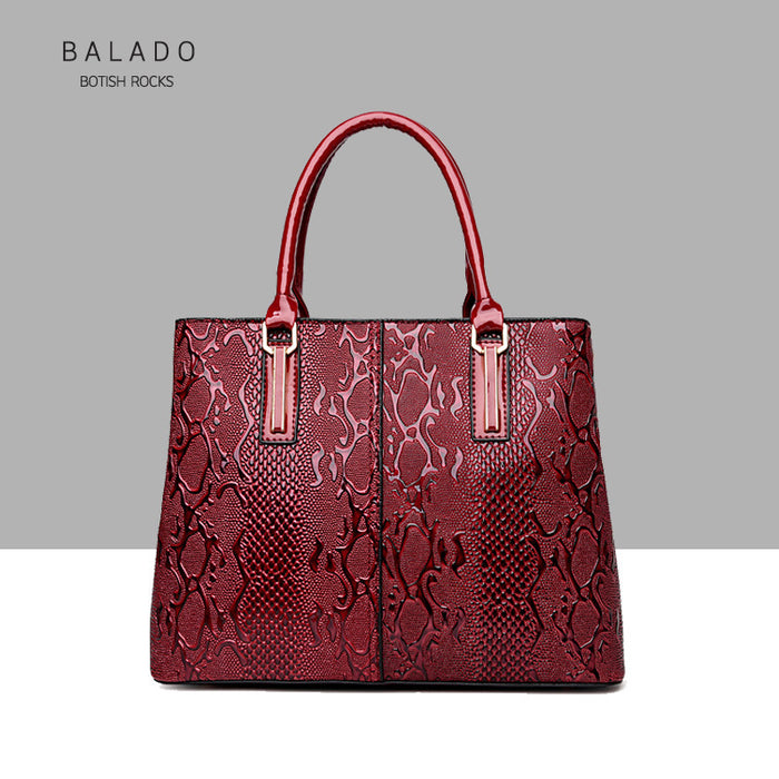 Wholesale handbag PU patent leather snake pattern JDC-HB-Baladu003