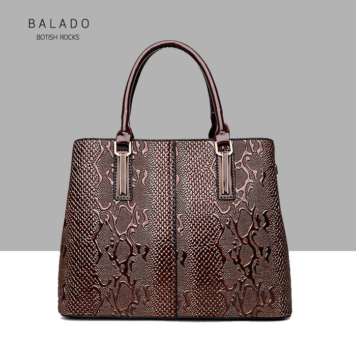 Wholesale handbag PU patent leather snake pattern JDC-HB-Baladu003