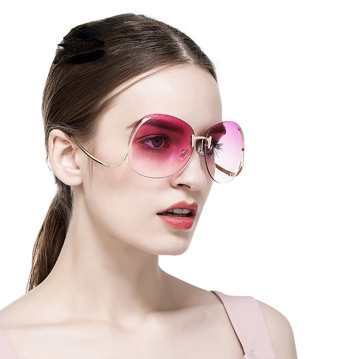 Wholesale Color Ocean Sheet Rimless Curved Leg Sunglasses JDC-SG-GaoD009