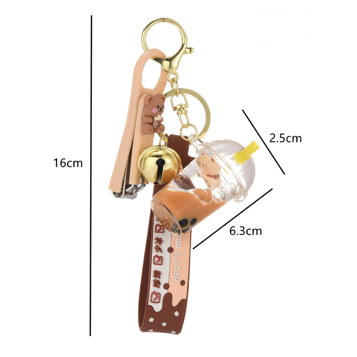 Jewelry WholesaleWholesale Acrylic Into Oil Floating Pearl Milk Tea Keychain JDC-KC-WAN025 Keychains 沃安 %variant_option1% %variant_option2% %variant_option3%  Factory Price JoyasDeChina Joyas De China