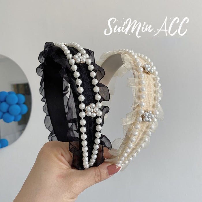 Wholesale headband pearl lace pearl fold JDC-HD-Suim008