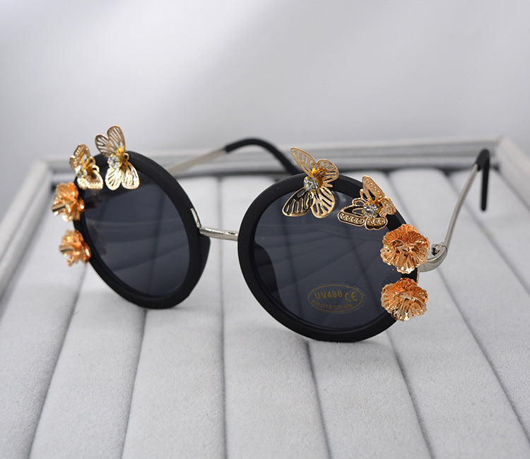 Jewelry WholesaleWholesale Personality Round Face Fashion Metal Butterfly Rhinestone Sunglasses  JDC-SG-NT010 Sunglasses 妮头 %variant_option1% %variant_option2% %variant_option3%  Factory Price JoyasDeChina Joyas De China