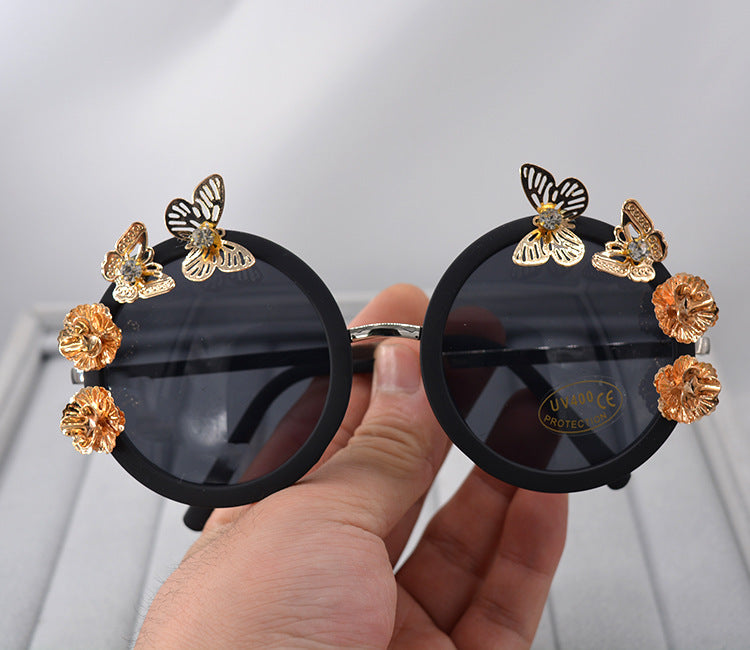 Jewelry WholesaleWholesale Personality Round Face Fashion Metal Butterfly Rhinestone Sunglasses  JDC-SG-NT010 Sunglasses 妮头 %variant_option1% %variant_option2% %variant_option3%  Factory Price JoyasDeChina Joyas De China