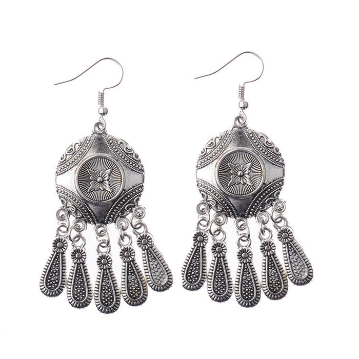 Wholesale earrings alloy palace classical flower tassel MOQ≥2 JDC-ES-DuoW010