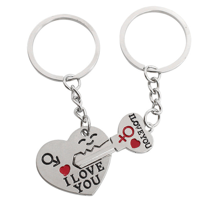 Jewelry WholesaleWholesale Heart Stitching Pendant Couple Alloy Keychain JDC-KC-TianG013 Keychains 天高 %variant_option1% %variant_option2% %variant_option3%  Factory Price JoyasDeChina Joyas De China