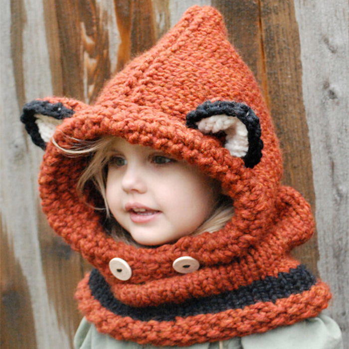 Wholesale Hat Acrylic Cute Rabbit Fox Scarf Hooded MOQ≥2 JDC-FH-YHu001