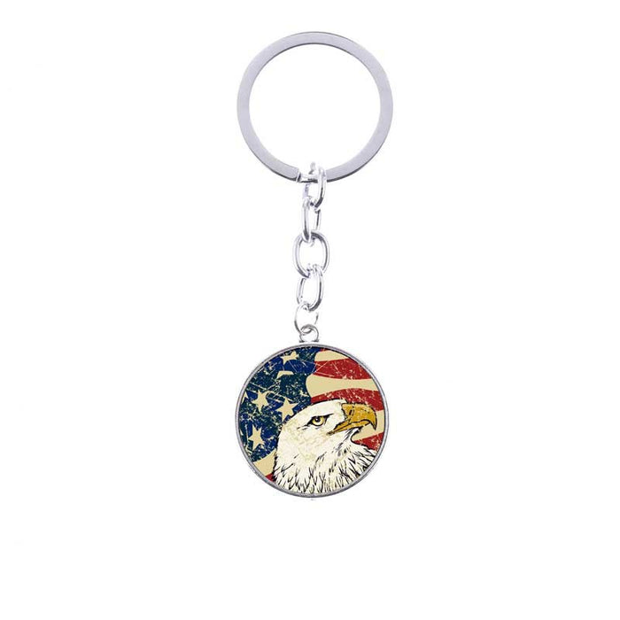 Wholesale Vintage American Flag Time Gem Keychain Car Hanger JDC-KC-SongX008