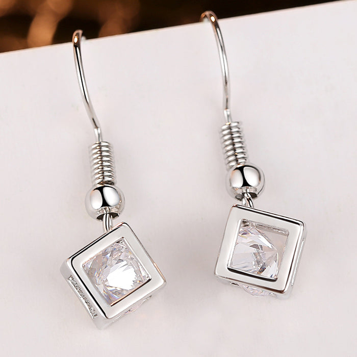 Jewelry WholesaleWholesale small square zircon long earrings JDC-ES-Mimeng047 Earrings 米萌 %variant_option1% %variant_option2% %variant_option3%  Factory Price JoyasDeChina Joyas De China