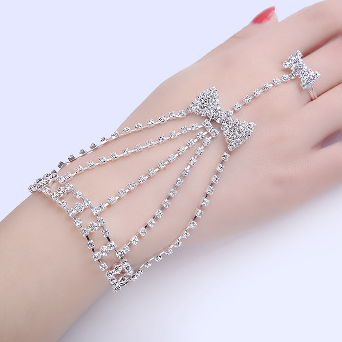 Wholesale Jewelry High Quality Rhinestone Bow Finger Bracelet JDC-BT-XuanP001