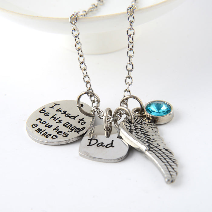 Jewelry WholesaleWholesale Titanium Steel Dad Wings Love Father's Day Gift Necklace MOQ≥3 JDC-NE-LFDN001 Necklaces 洛芙迪妮 %variant_option1% %variant_option2% %variant_option3%  Factory Price JoyasDeChina Joyas De China