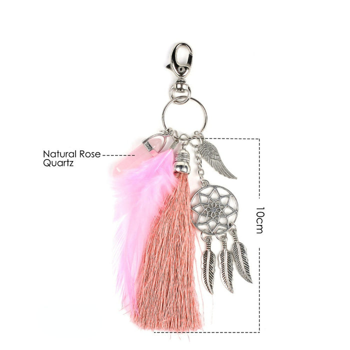 Jewelry WholesaleWholesale Natural Crystal Agate Feather Alloy DreamCatcher Keychain JDC-KC-RXin001 Keychains 润欣 %variant_option1% %variant_option2% %variant_option3%  Factory Price JoyasDeChina Joyas De China