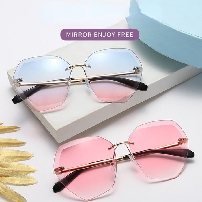 Jewelry WholesaleWholesale Polygon Ocean Lenses Rimless Cut Edge Sunglasses MOQ≥2 JDC-SG-BoL004 Sunglasses 博靓 %variant_option1% %variant_option2% %variant_option3%  Factory Price JoyasDeChina Joyas De China