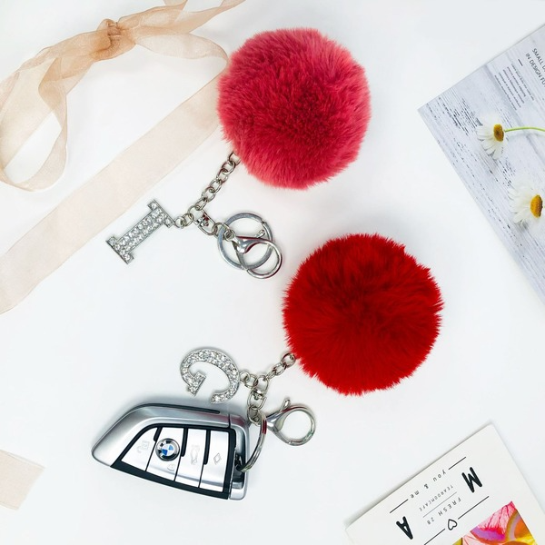 Jewelry WholesaleWholesale rex rabbit hair letter keychain MOQ≥10 JDC-KC-YZ002 Keychains 永泽 %variant_option1% %variant_option2% %variant_option3%  Factory Price JoyasDeChina Joyas De China