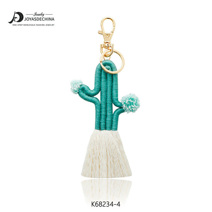 Wholesale hand woven Bohemian cactus keychain MOQ≥2 JDC-KC-JM008