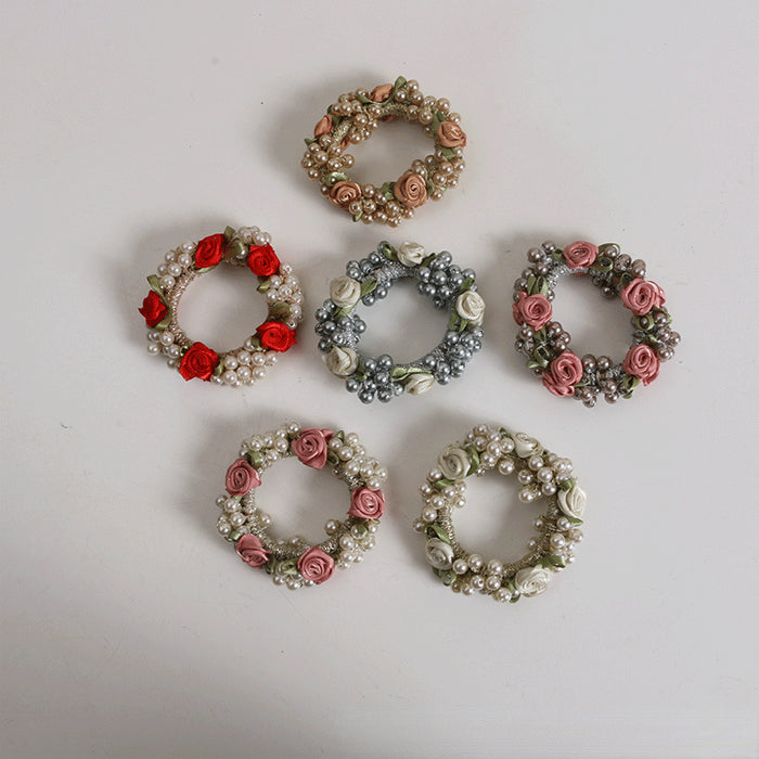 Wholesale ball head flower female head rope hair ring JDC-HS-TengH004