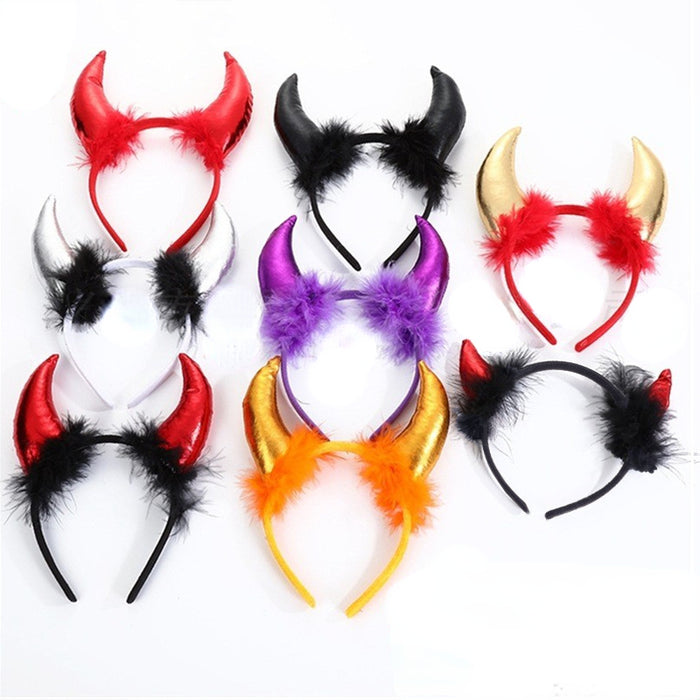 Wholesale Halloween Decoration Props Devil Horn Headband Sequins MOQ≥2 JDC-HD-ShengX001