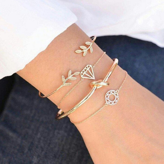 Wholesale fashion personality leaf open bracelet JDC-BT-F939