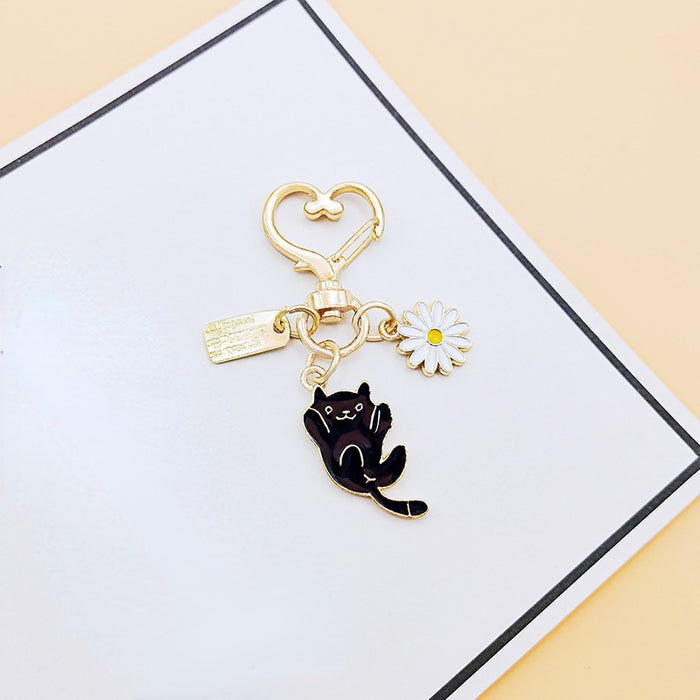 Wholesale Keychain Metal Cartoon Cute Kitty Flower MOQ≥2 JDC-KC-ARui006