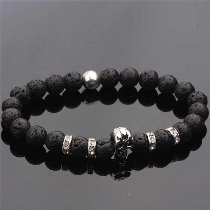 Wholesale Skull Buddha Beads Energy Volcanic Stone Jewelry Bracelet JDC-BT-DuoW008