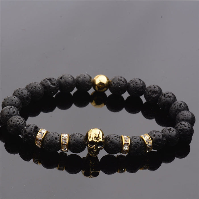 Wholesale Skull Buddha Beads Energy Volcanic Stone Jewelry Bracelet JDC-BT-DuoW008